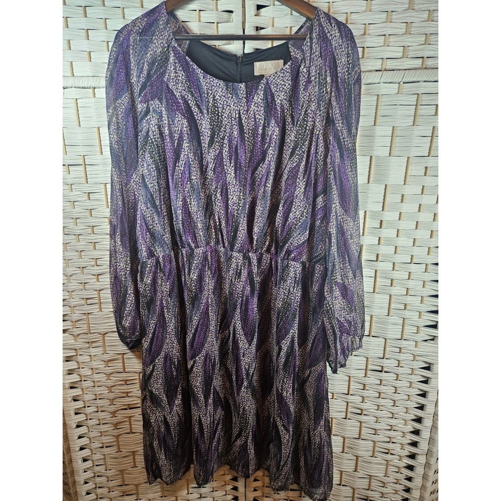 Kelly by Clinton Kelly Womens 2X Purple Boho Dress Work Church Missing Belt